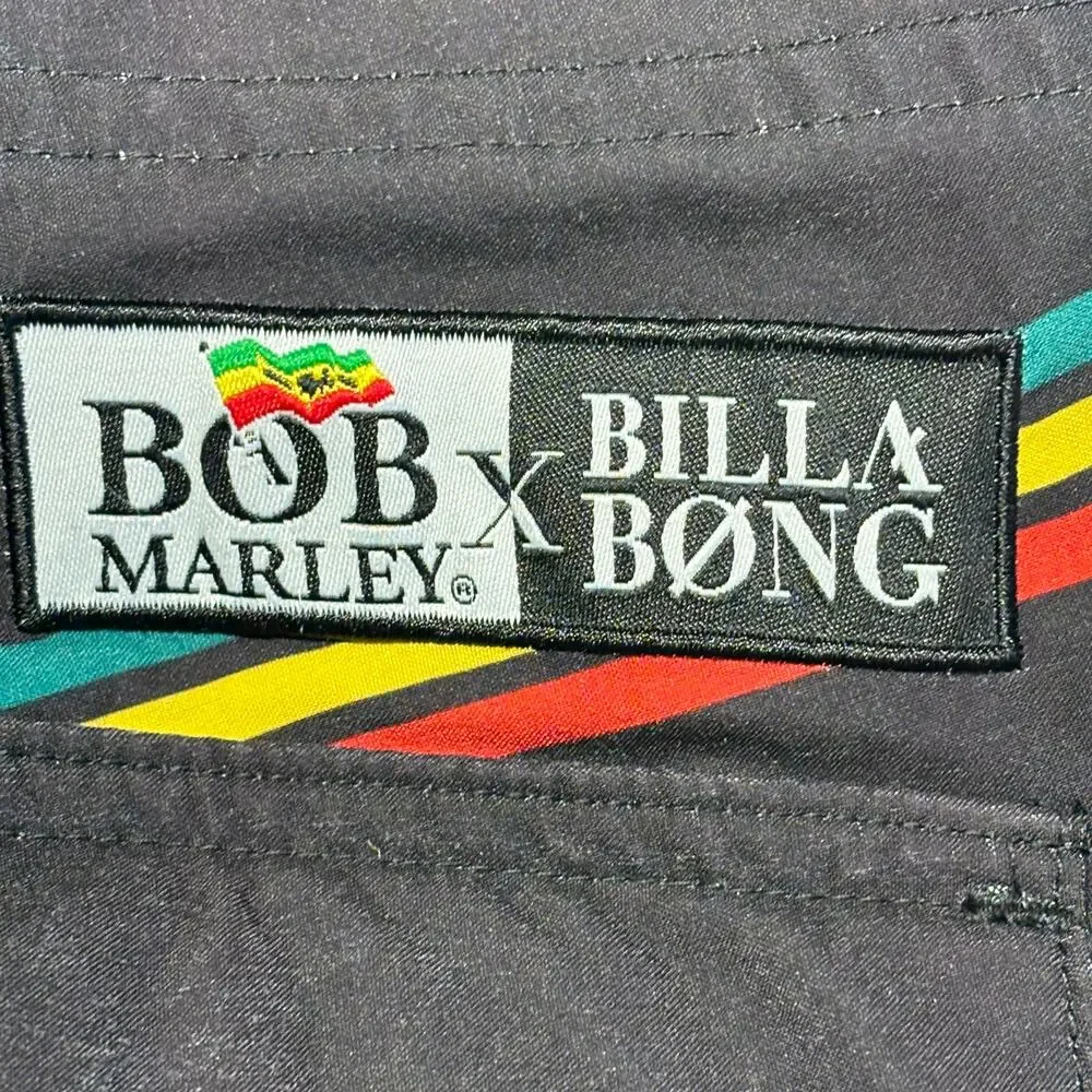 Billabong x Bob Marley Boardshort 30 Mens Black Striped Rasta Recycler Series